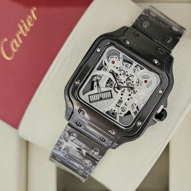 CARTIER SANTOS DUMONT SKELETON NEW DESIGN WITH STEEL BODY EXCLUSIVE LOOKS | CARTIER SD S 1555931