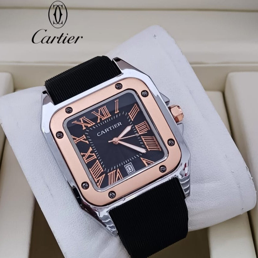 CARTIER SANTOS RUBBER STRAP NEW DESIGN HIGH QUALITY MACHINE WATER RESISTANT | CARTIER S 155571