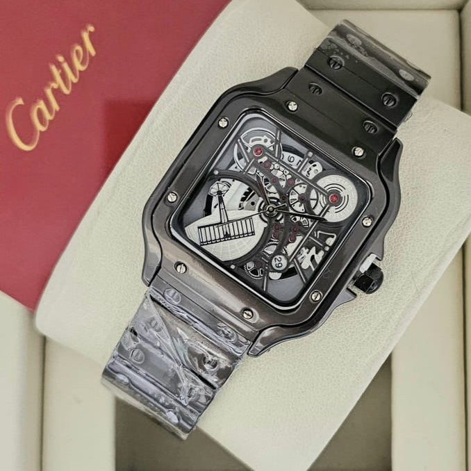 CARTIER SANTOS DUMONT SKELETON NEW DESIGN WITH STEEL BODY EXCLUSIVE LOOKS | CARTIER SD S 1555932