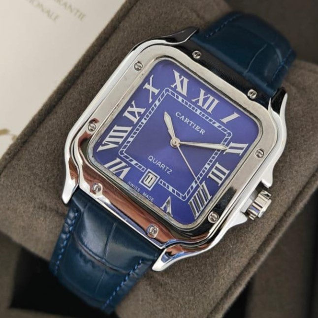 CARTIER MENS WATCH WITH LEATHER STRAP STYLISH LOOK | CARTIER 4437