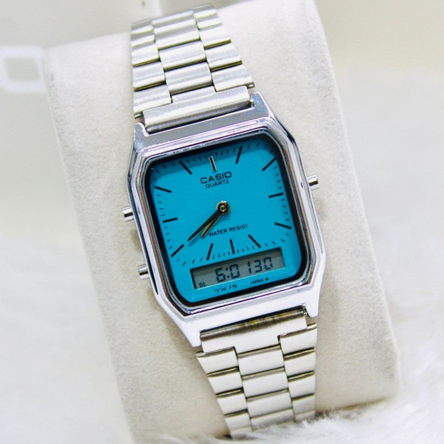 NEW CASIO DUAL TIME WATCH STAINLESS STEEL WATER PROOF NOW ALL HERE IN OMAN || CASIO DT 1511195