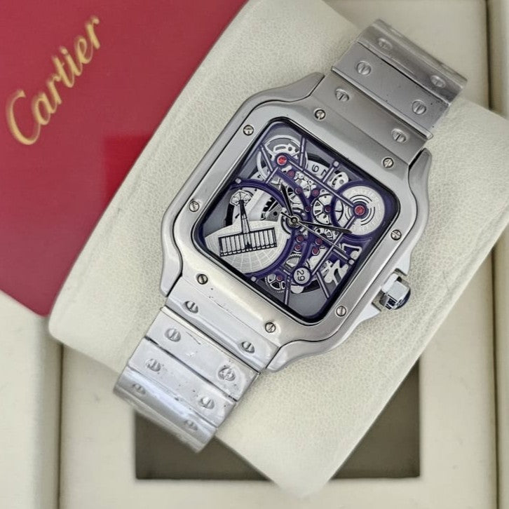 CARTIER SANTOS DUMONT SKELETON NEW DESIGN WITH STEEL BODY EXCLUSIVE LOOKS | CARTIER SD S 1555933