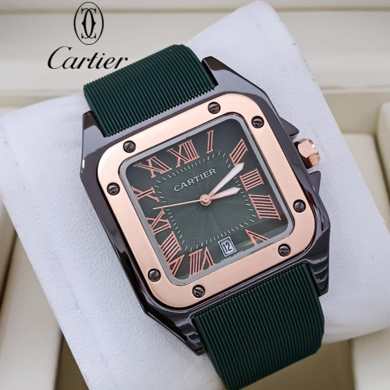 CARTIER SANTOS RUBBER STRAP NEW DESIGN HIGH QUALITY MACHINE WATER RESISTANT | CARTIER S 155576