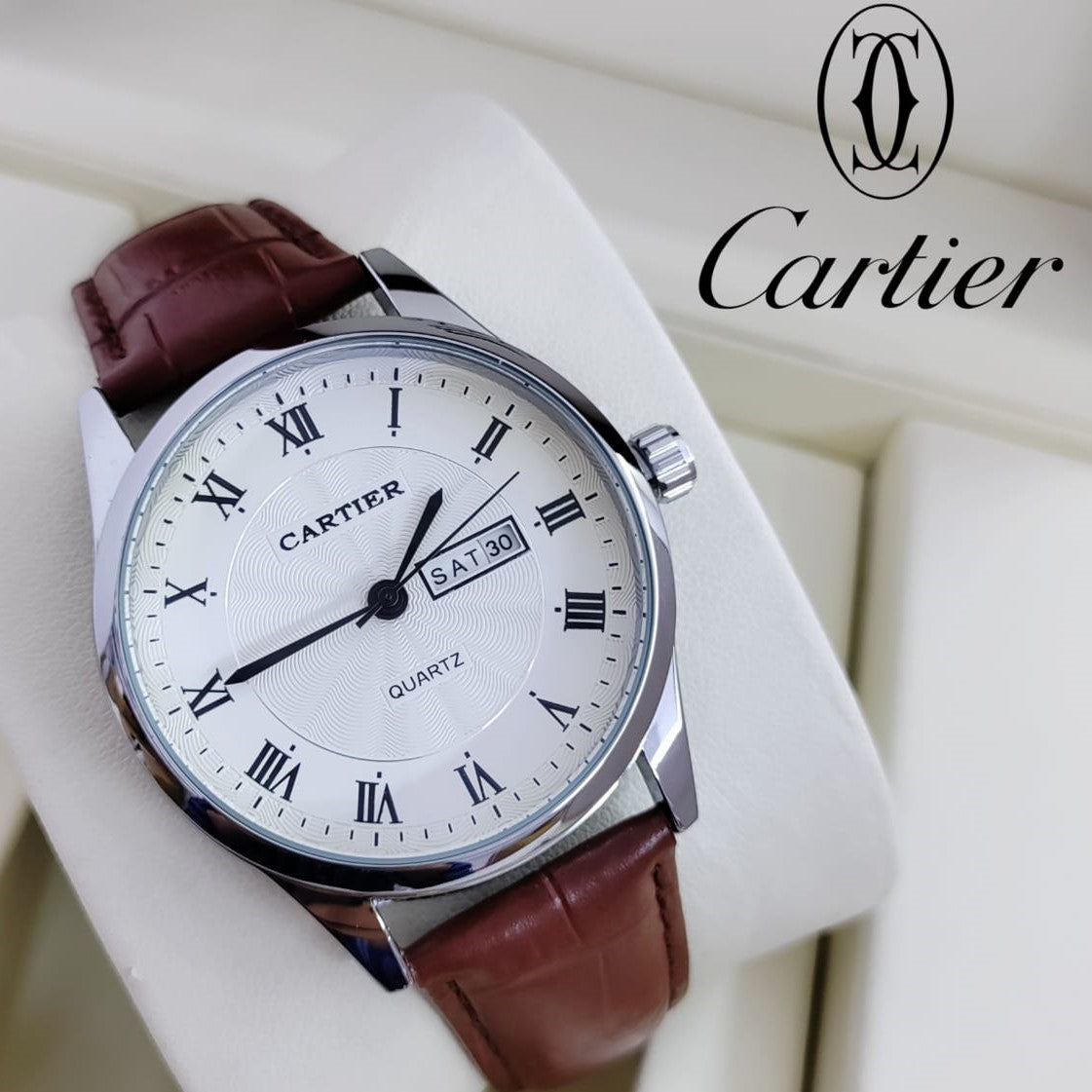 CARTIER MENS WATCH WITH LEATHER STRAP STYLISH LOOK | CARTIER MEN 329976