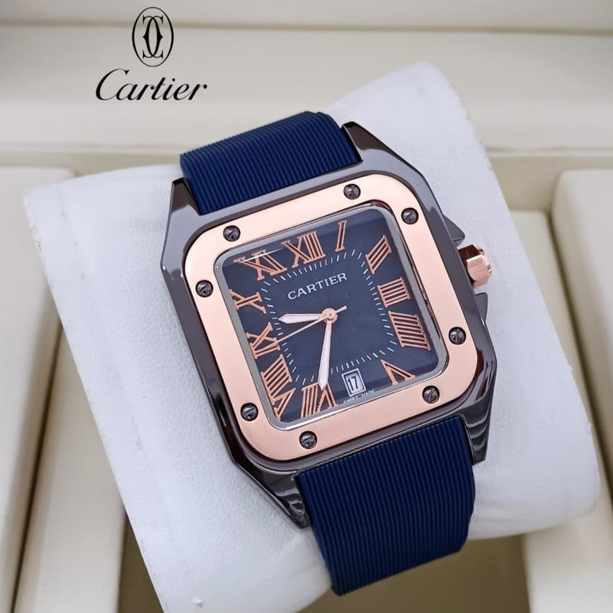 CARTIER SANTOS RUBBER STRAP NEW DESIGN HIGH QUALITY MACHINE WATER RESISTANT | CARTIER S 155578