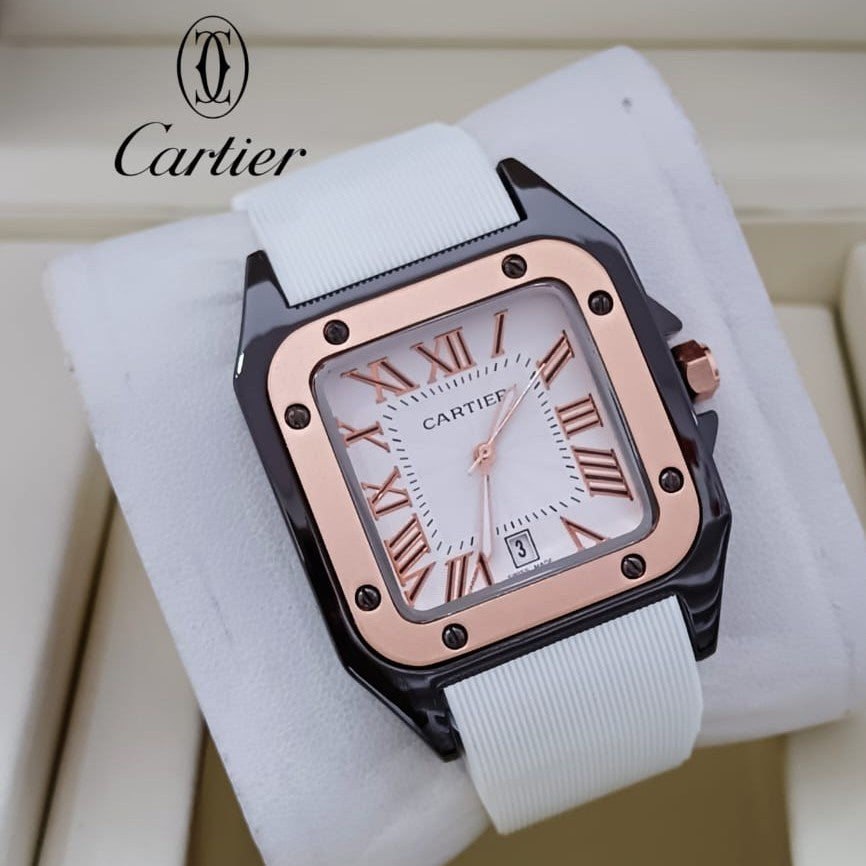 CARTIER SANTOS RUBBER STRAP NEW DESIGN HIGH QUALITY MACHINE WATER RESISTANT | CARTIER S 155579