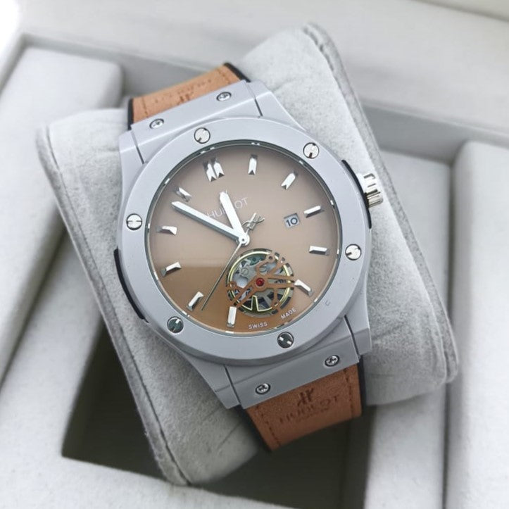 HUBLOT WATCH WITH MILITARY LOOK 2 YEARS SERVICE WARRANTY| HUBLOT 1299001