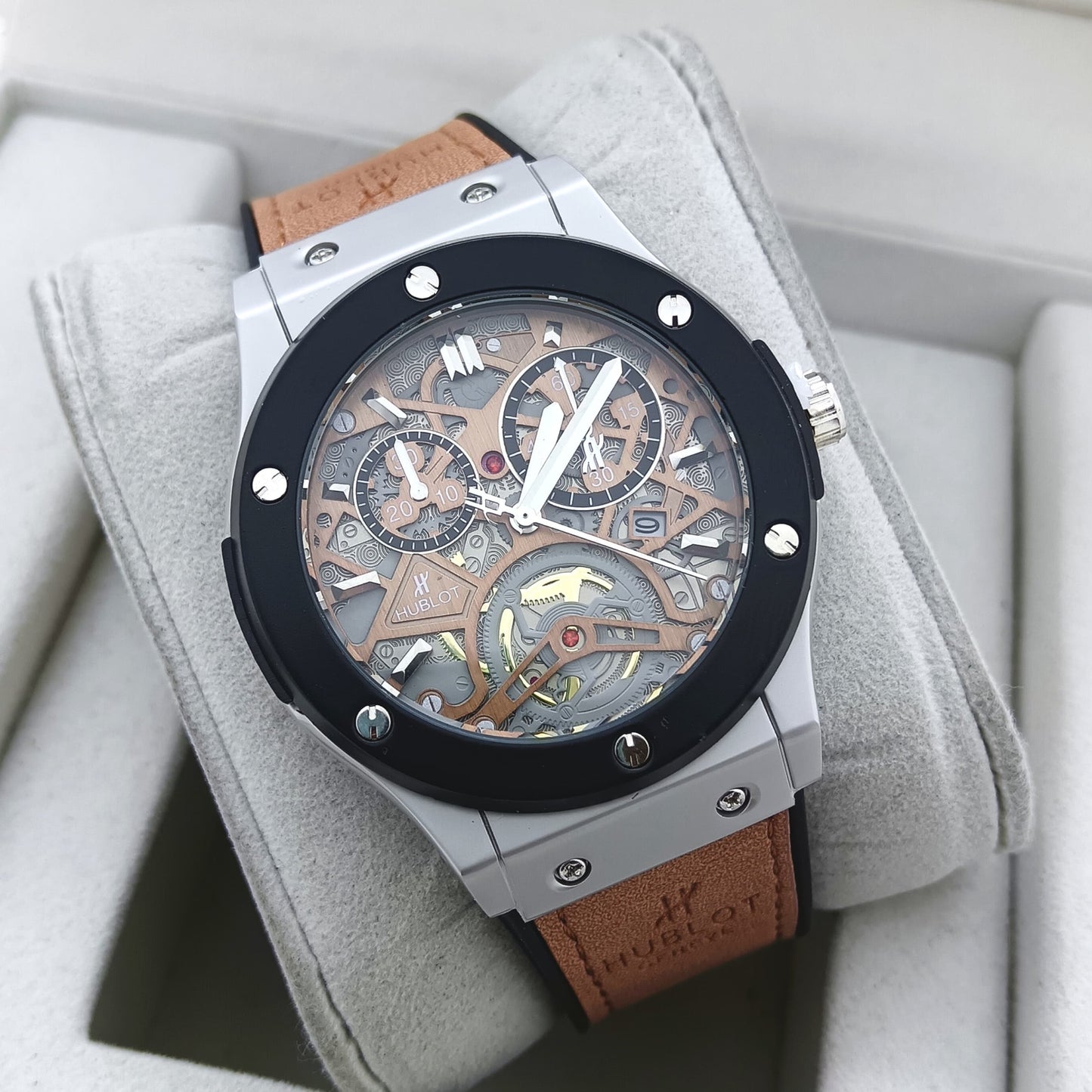 HUBLOT WATCH WITH MILITARY LOOK 2 YEARS SERVICE WARRANTY| HUBLOT 187752