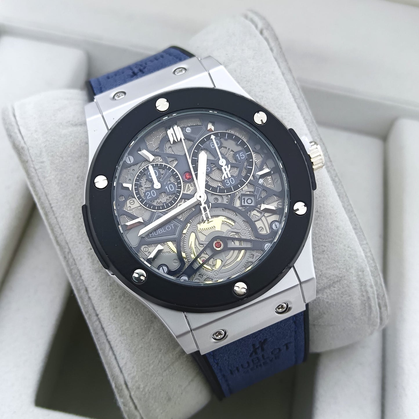 HUBLOT WATCH WITH MILITARY LOOK 2 YEARS SERVICE WARRANTY| HUBLOT 187754