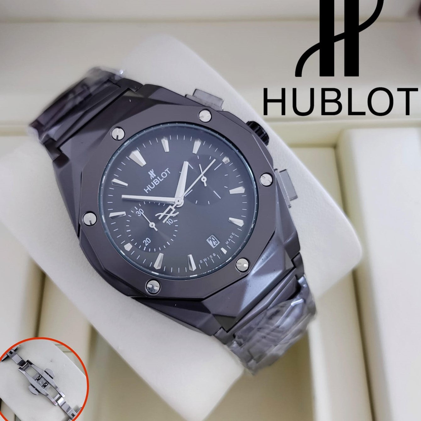 SUPERB EXCELLENT HUBLOT CHRNOGRAPH WATCH FOR MEN| HUBLOT MEN 12554