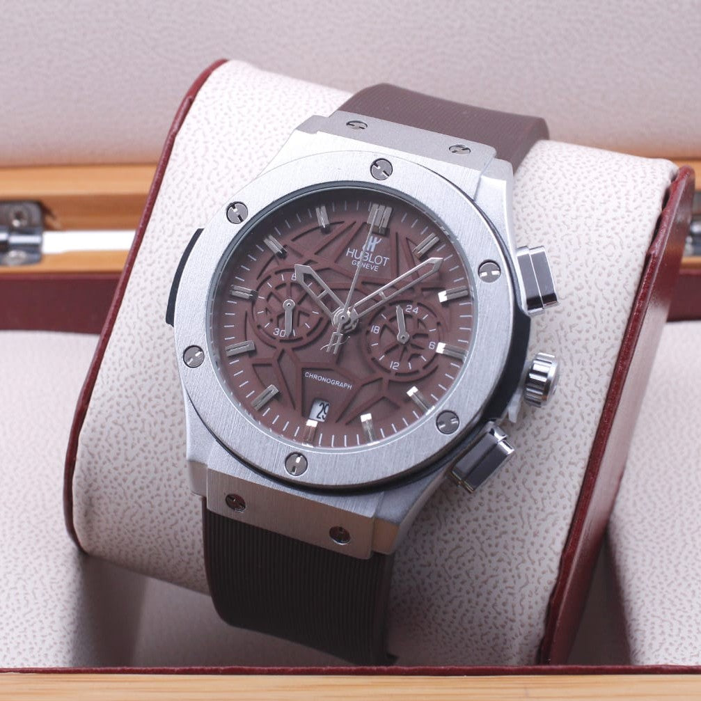HUBLOT WATCH WITH FULL CHRNOGRAPH ACTIVE CALSP LOCK VERY STYLISH NOW ALL OVER IN OMAN FREE DELIVERY | HUBLOT CHRNO 155574