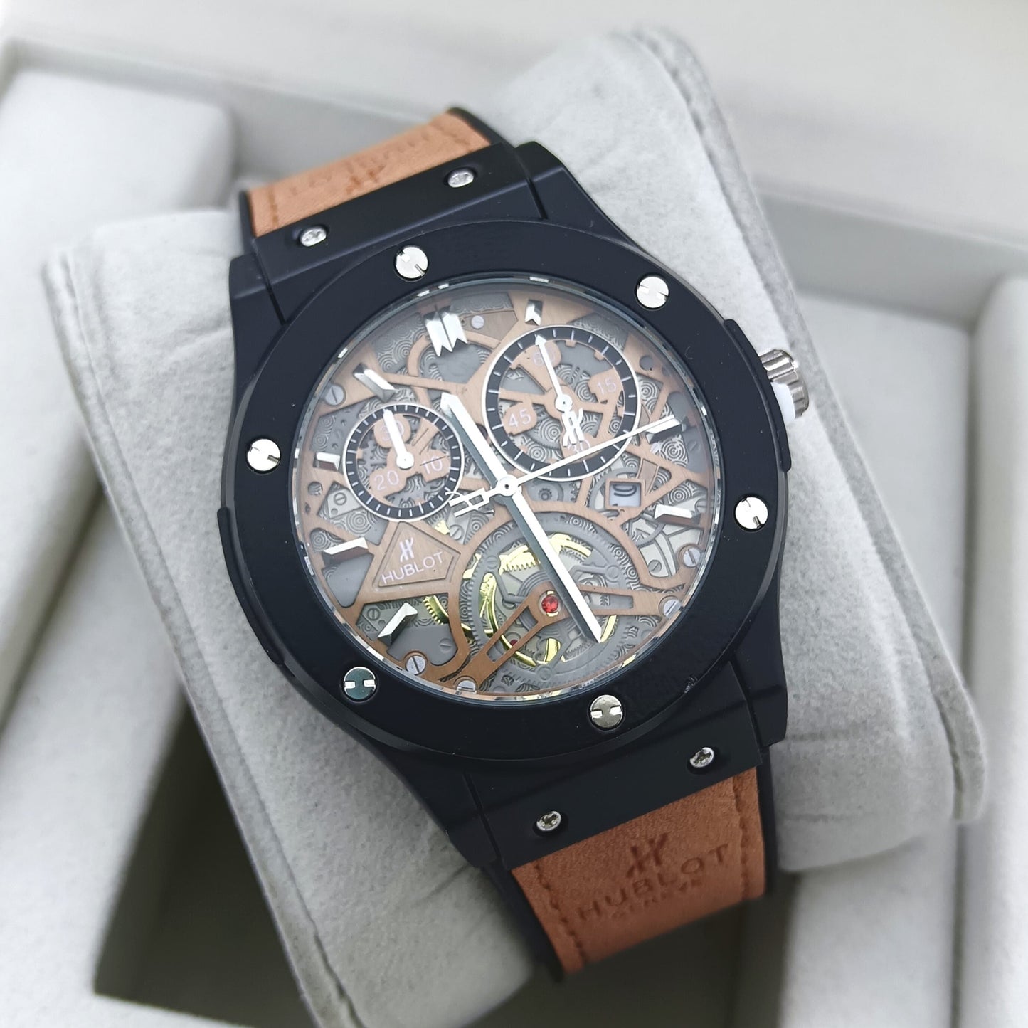 HUBLOT WATCH WITH MILITARY LOOK 2 YEARS SERVICE WARRANTY| HUBLOT 187758