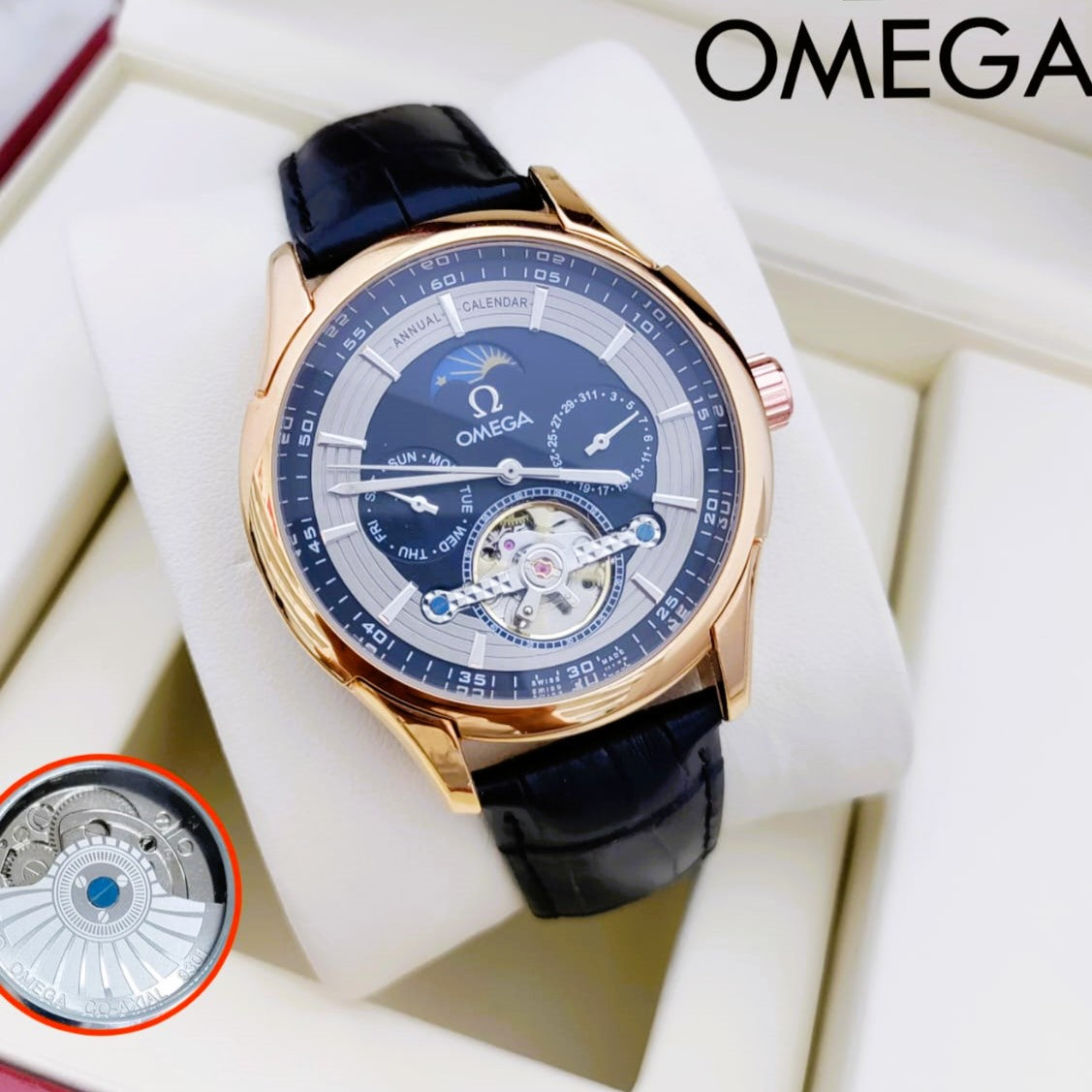 LUXURY OMEGA AUTOMATIC WATCH WITH LEATHER STRAP | OMEGA MECHANICAL 5552