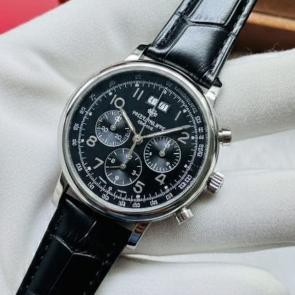 PATEK PHILIPPE WITH CHRNOGRAPH ACTIVE WITH LEATHER STRAP| PATEK LEATHER 155573