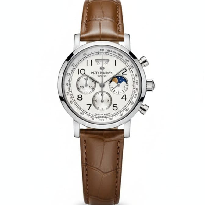 PATEK PHILIPPE WITH CHRNOGRAPH ACTIVE WITH LEATHER STRAP| PATEK LEATHER 155571