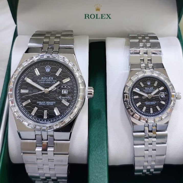 ROLEX LAND DWELLER STONE COUPLE WATCH WITH BIG DISCOUNT WITH COUPLE ROLEX BOX| ROLEX COUPLE STONE 15559113