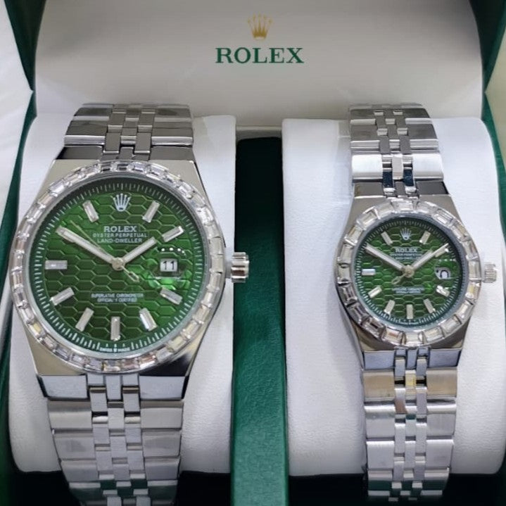 ROLEX LAND DWELLER STONE COUPLE WATCH WITH BIG DISCOUNT WITH COUPLE ROLEX BOX| ROLEX COUPLE STONE 15559115