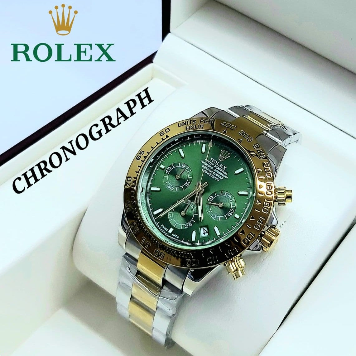 ROLEX DAYTONA NEW ARRIVAL FULL CHRNOGRAPH METAL BODY COLOUR GUARANTEED NOW AVAILABLE ALLOVER IN OMAN | ROLEX DAYTONA 197779791