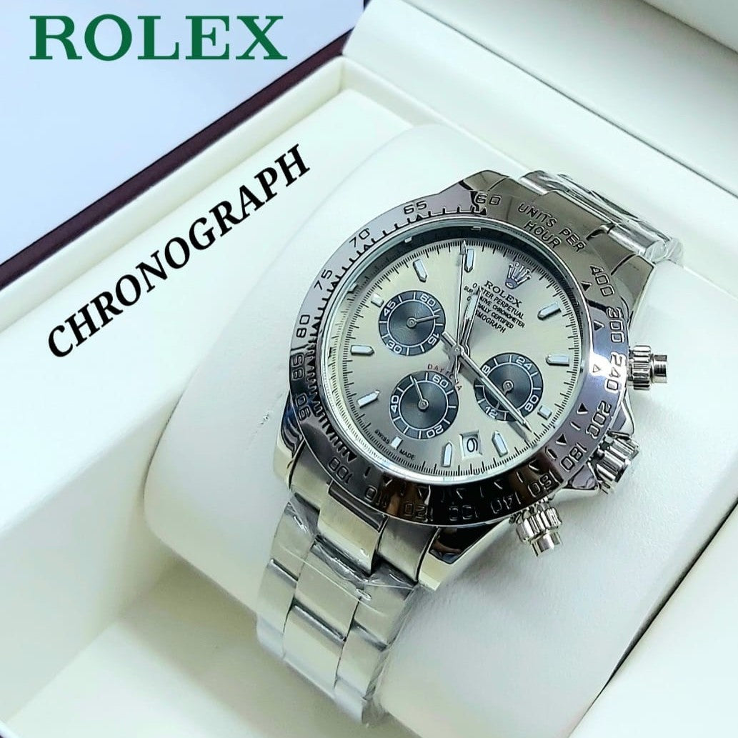 ROLEX DAYTONA NEW ARRIVAL FULL CHRNOGRAPH METAL BODY COLOUR GUARANTEED NOW AVAILABLE ALLOVER IN OMAN | ROLEX DAYTONA 197779798