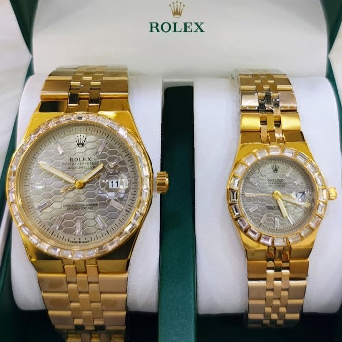 ROLEX LAND DWELLER STONE COUPLE WATCH WITH BIG DISCOUNT WITH COUPLE ROLEX BOX| ROLEX COUPLE STONE 15559199