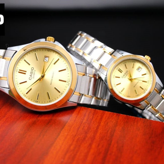 Casio couple watch gold hotsell