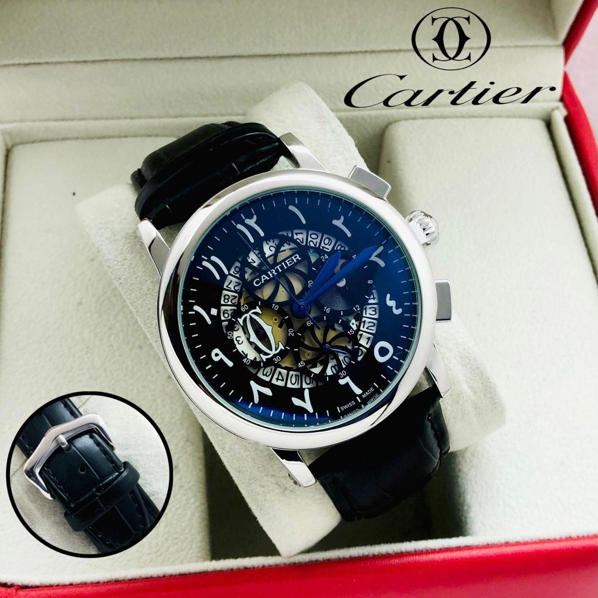 LUXURY CARTIER CHRNOGRAPH WITH LEATHER STRAP VERY EXCLUSIVE HIGH PERFORMANCE WATCH | CARTIER CHRNO 1779934