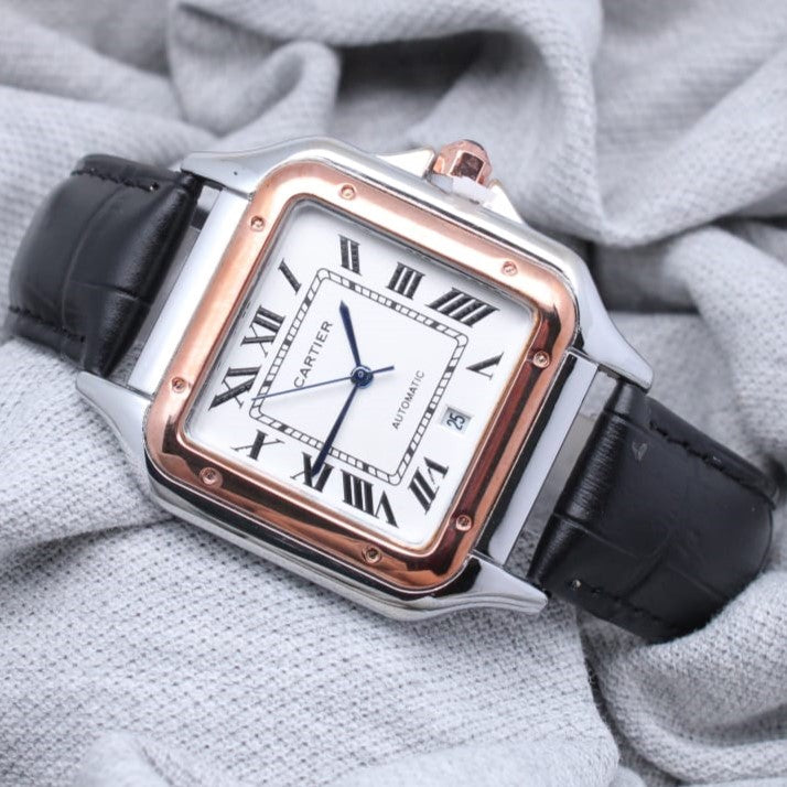 CARTIER MENS WATCH WITH LEATHER STRAP STYLISH LOOK CARTIER 4435