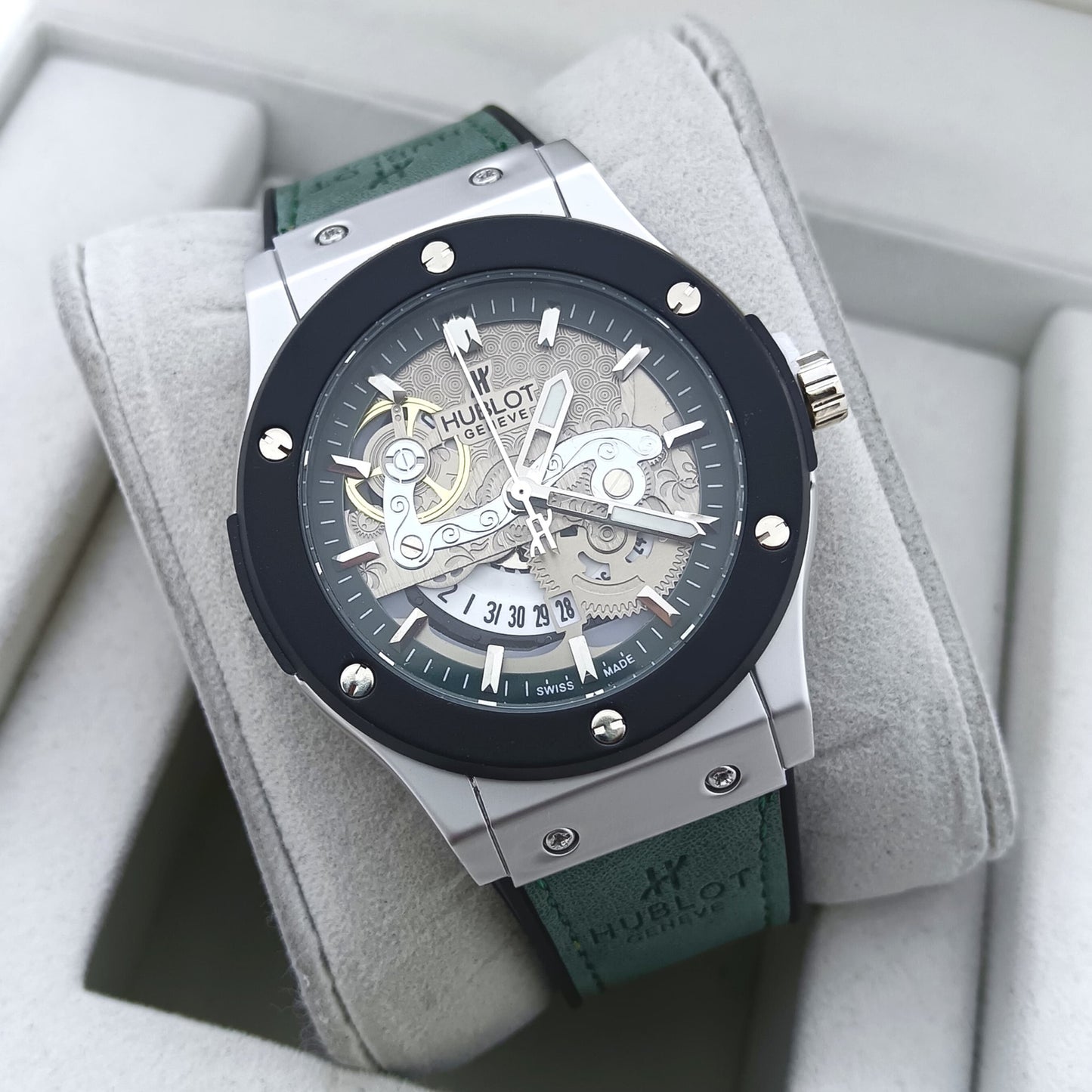 HUBLOT WATCH WITH MILITARY LOOK 2 YEARS SERVICE WARRANTY| HUBLOT 1577991