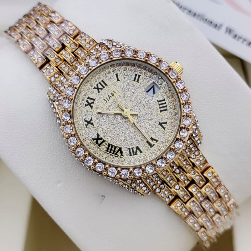 FULL BODY STONE LUXURY WATCH FOR LADIES WITH 1 YEAR SERVICE WARRENTY | QUEEN 007