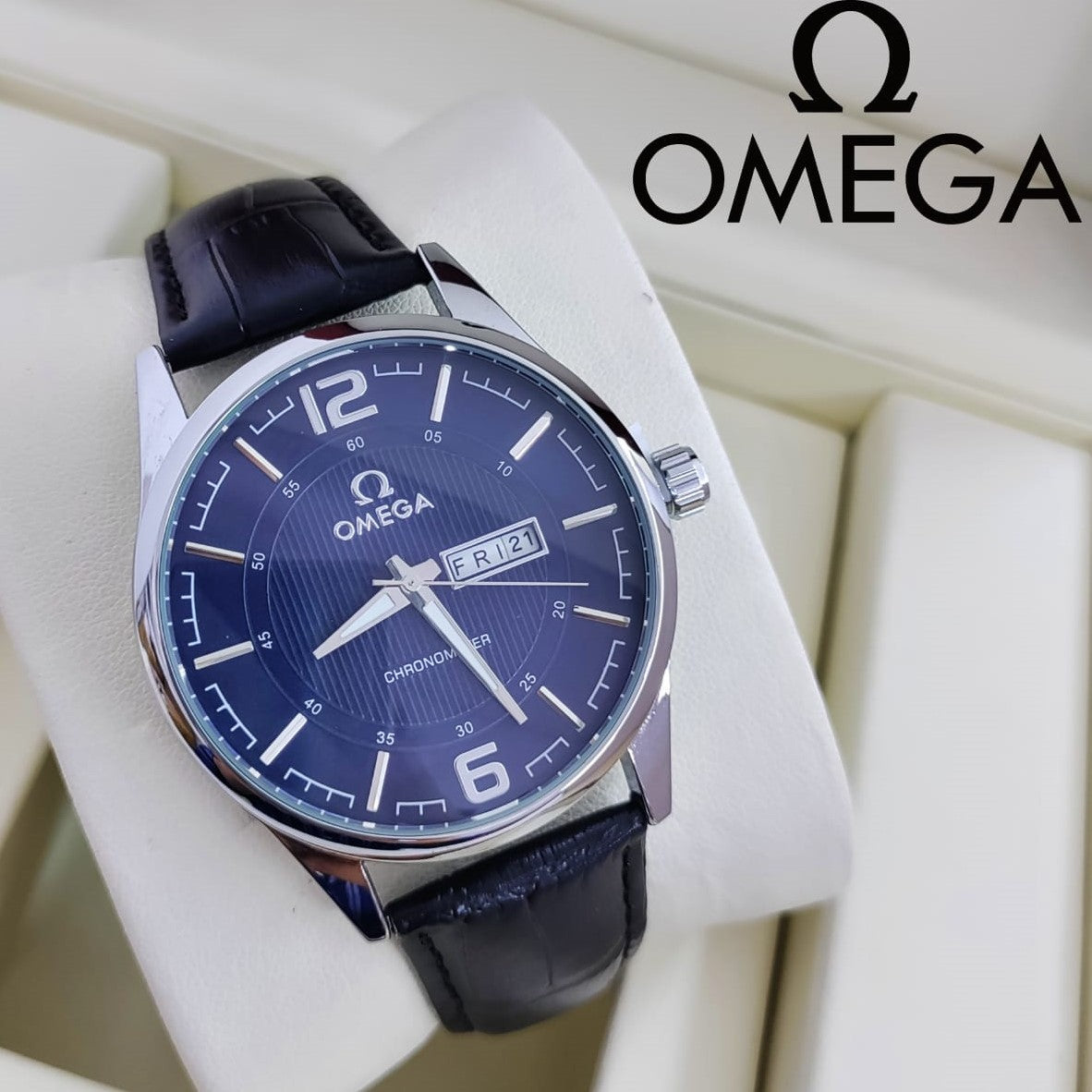 OMEGA DE VILLE DAY DATE LETHER STRAP WITH PREMIUM QUALITY| OMEGA DE VILLE 757664