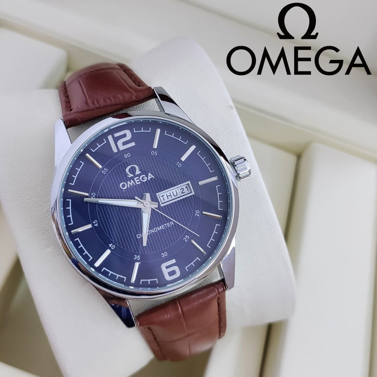 OMEGA DE VILLE DAY DATE LETHER STRAP WITH PREMIUM QUALITY| OMEGA DE VILLE 757666