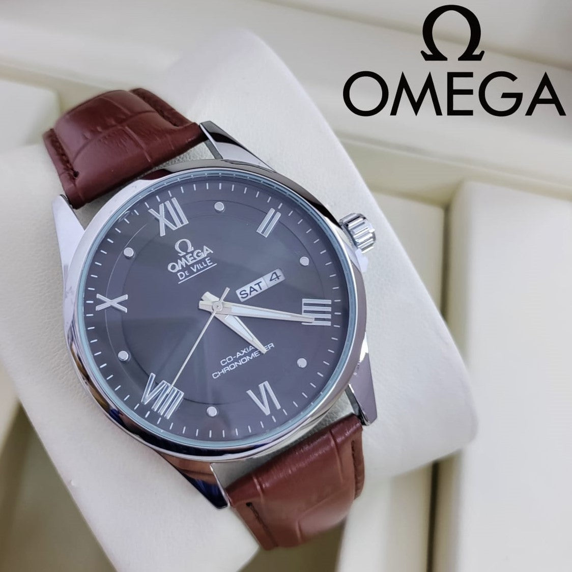 OMEGA DE VILLE DAY DATE LETHER STRAP WITH PREMIUM QUALITY| OMEGA DE VILLE 757669