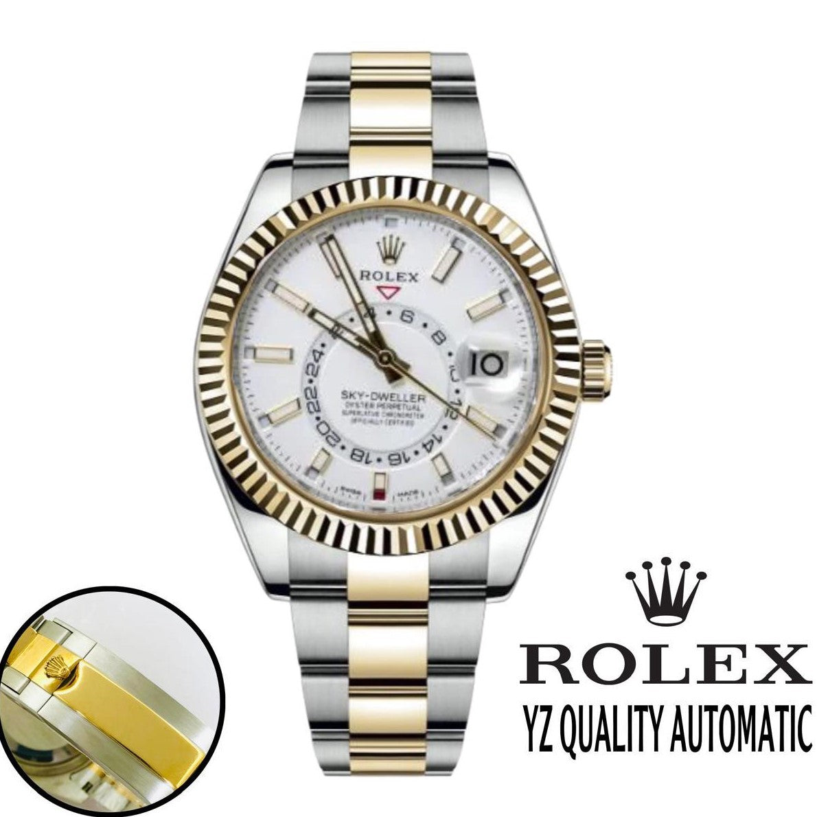 LUXURY ROLEX SKY DWELLER FULLY STAINLESS STEEL WITH FULL ORIGINAL ROLEX BOX|ROLEX SKY D 532225
