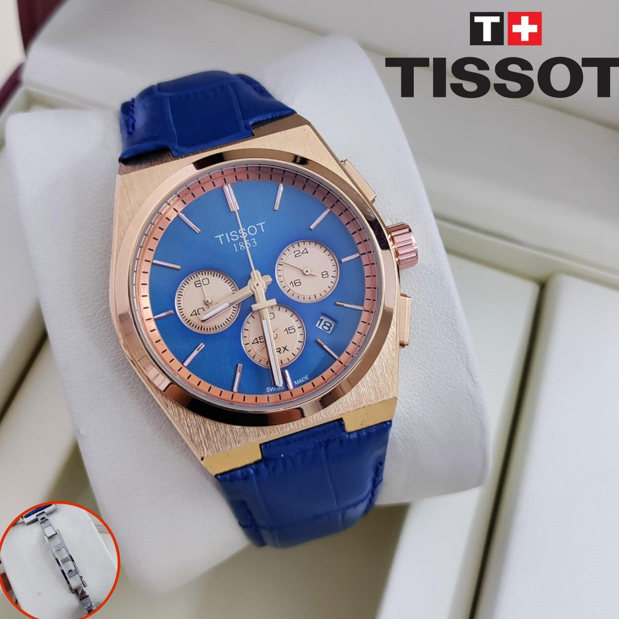 TISSOT CHRNOGRAPH ORIGINAL LEATHER STRAP 2 YEARS WARRANTY| TISSOT LEATHER 199031