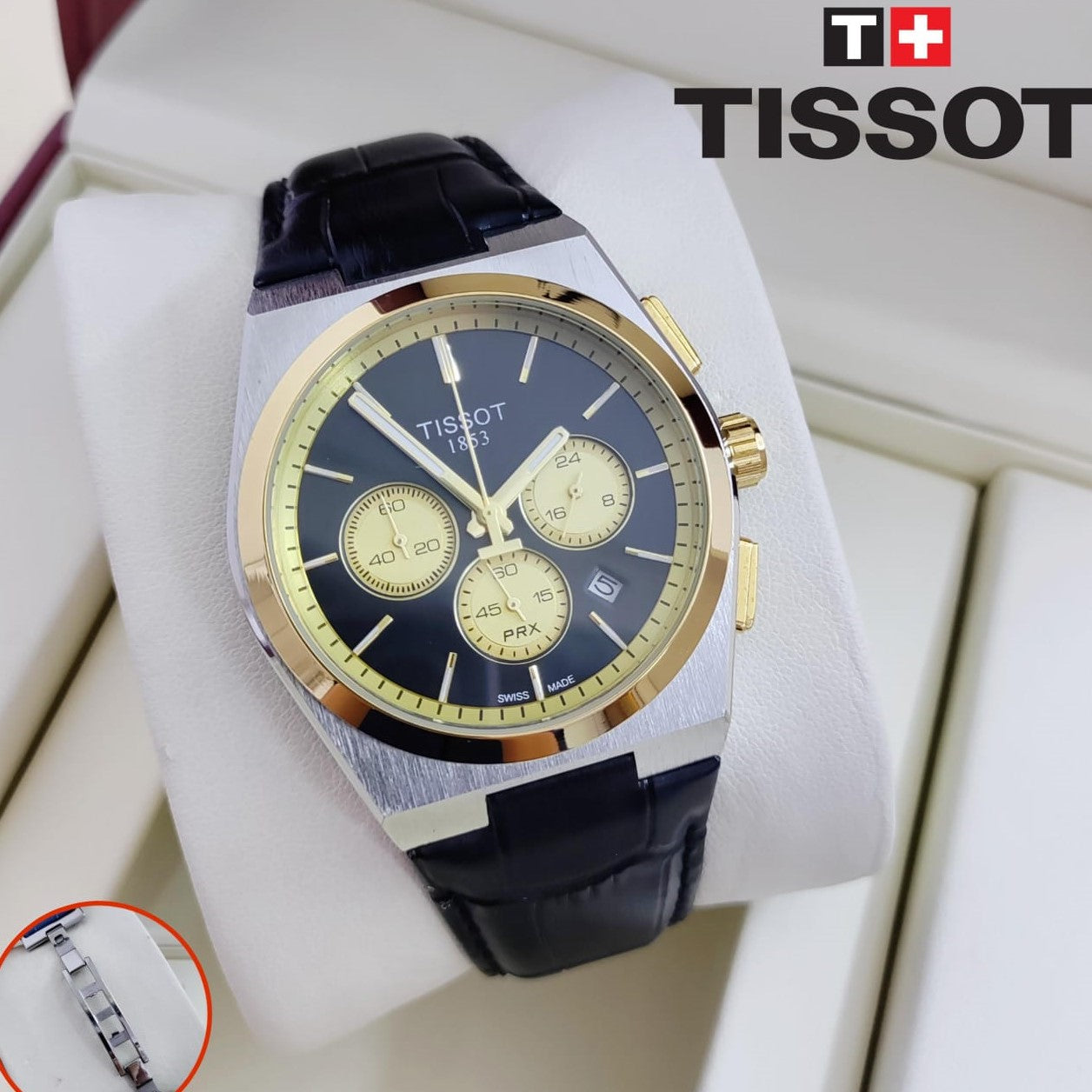 TISSOT CHRNOGRAPH ORIGINAL LEATHER STRAP 2 YEARS WARRANTY| TISSOT LEATHER 199033