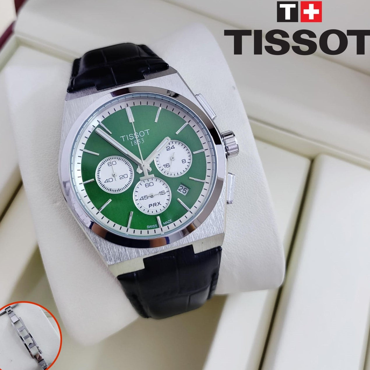TISSOT CHRNOGRAPH ORIGINAL LEATHER STRAP 2 YEARS WARRANTY| TISSOT LEATHER 199034