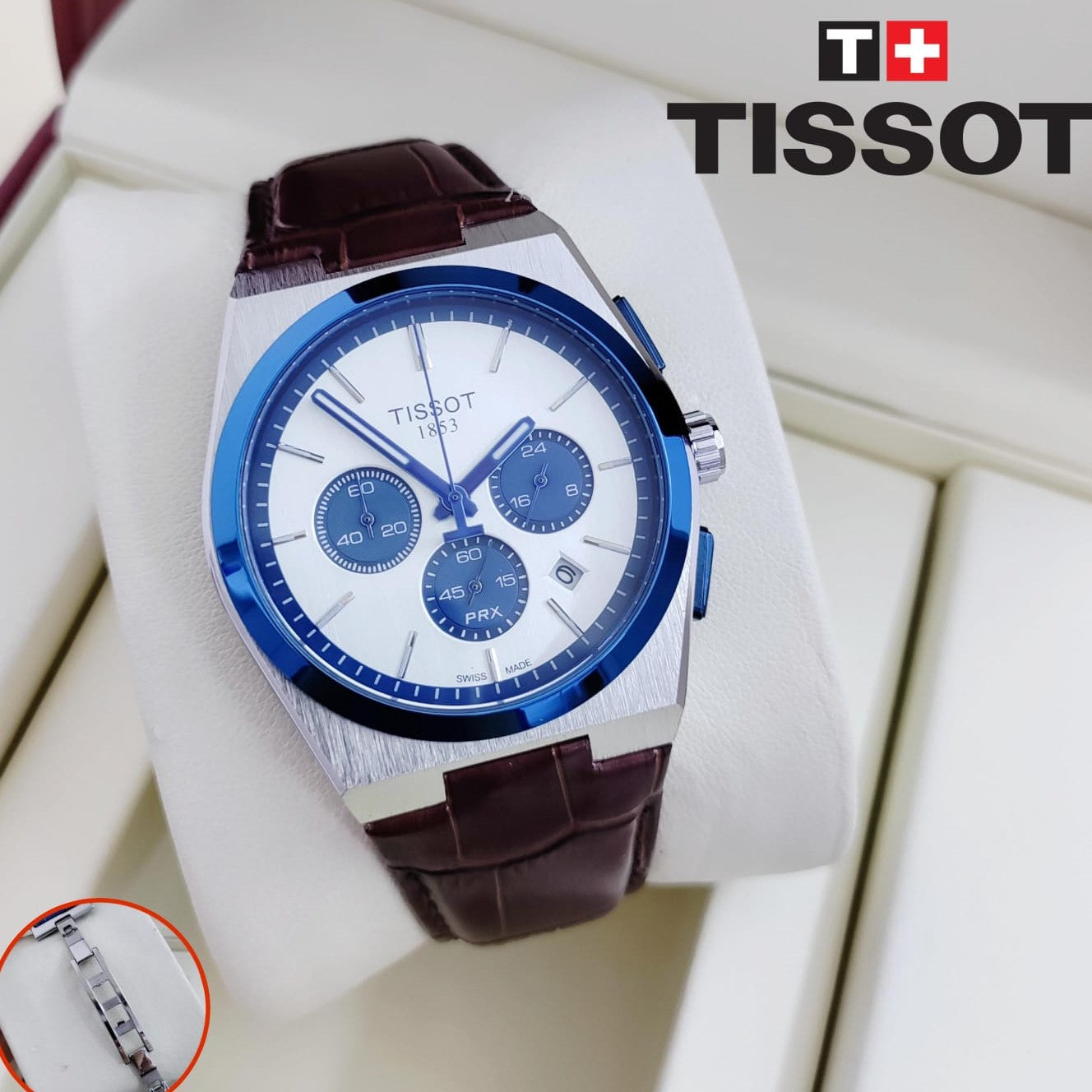 TISSOT CHRNOGRAPH ORIGINAL LEATHER STRAP 2 YEARS WARRANTY| TISSOT LEATHER 199035