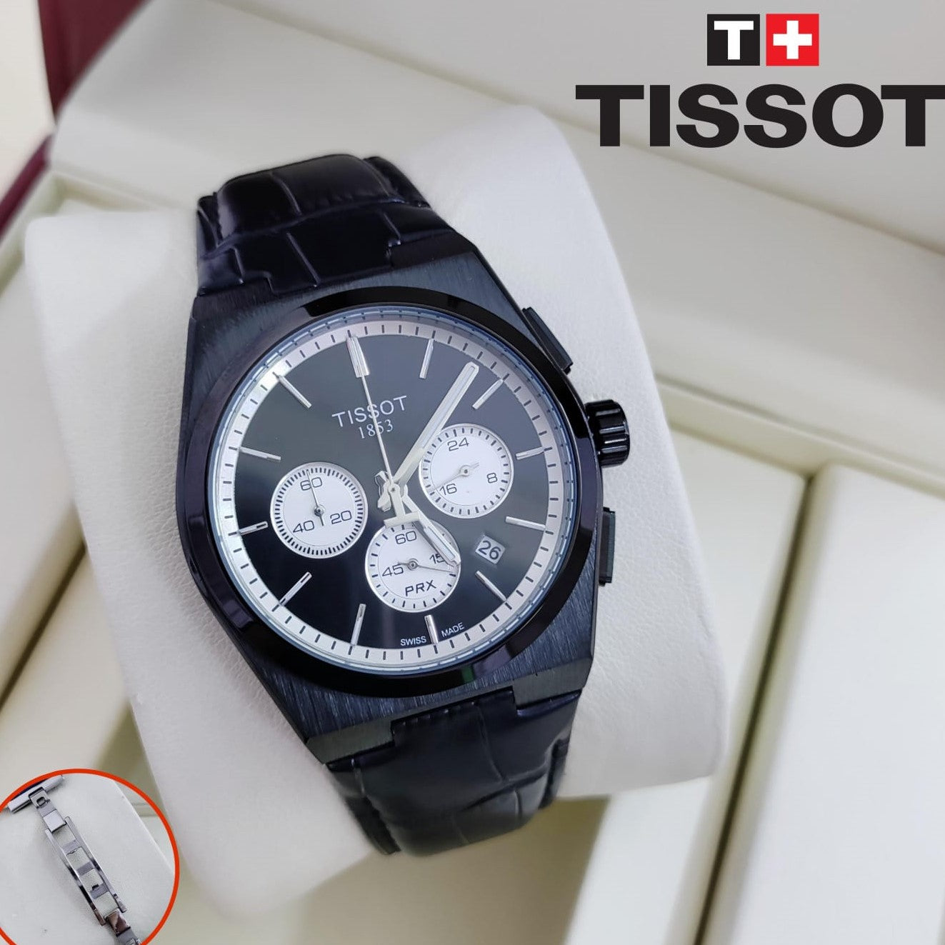 TISSOT CHRNOGRAPH ORIGINAL LEATHER STRAP 2 YEARS WARRANTY| TISSOT LEATHER 199039