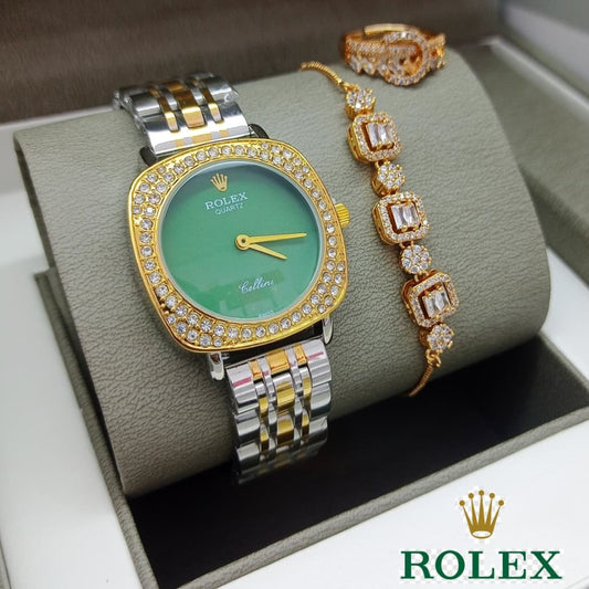 WOMENS OFFER BOX WATCH , BRACELETS , RING  VERY SPECIAL OFFER PRICE FOR NATIONAL DAY OF OMAN | WOMENS COMBO 19775