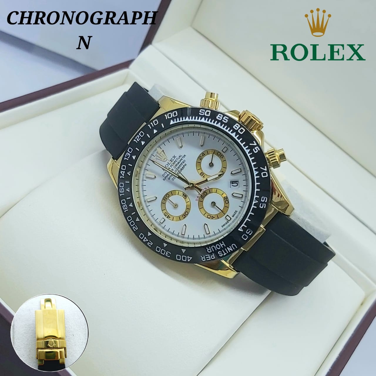 ROELX DAYTONA CHRNOGRAPH VERY STYLISH  WATCH  RUBBER STRAP VERY DEMANDING WATCH NOW ALLOVER IN OMAN | ROLEX DAYTONA 13339791