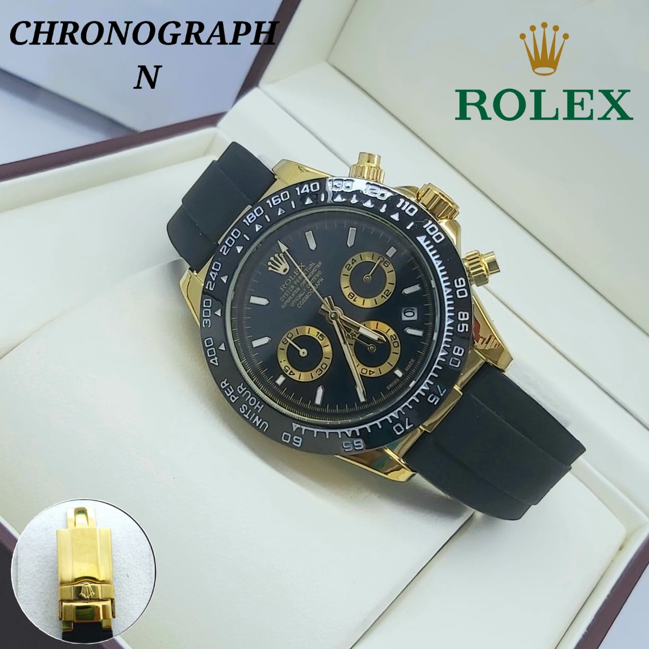 ROELX DAYTONA CHRNOGRAPH VERY STYLISH  WATCH  RUBBER STRAP VERY DEMANDING WATCH NOW ALLOVER IN OMAN | ROLEX DAYTONA 13339795
