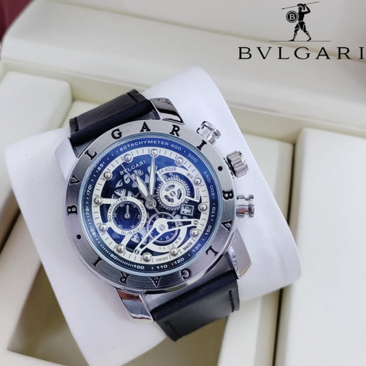 EXCLUSIVE BVLGARI LEATHER STRAP WATCH FOR MEN MILITARY DESIGN | BVLGARI FIGHTER 13321