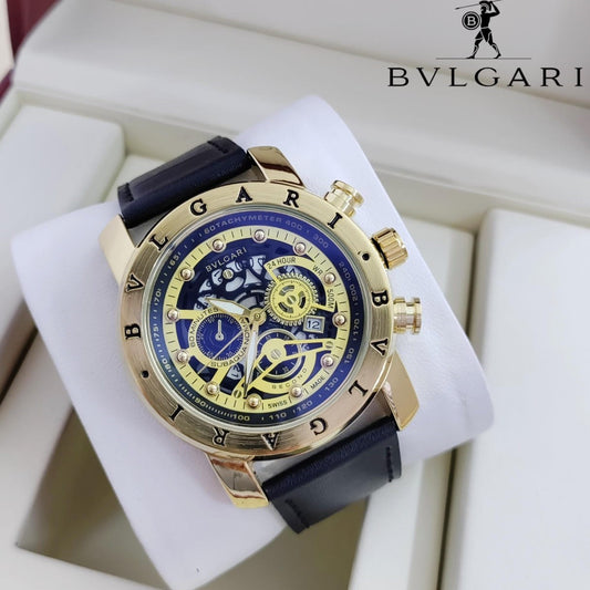 EXCLUSIVE BVLGARI LEATHER STRAP WATCH FOR MEN MILITARY DESIGN | BVLGARI FIGHTER 13323