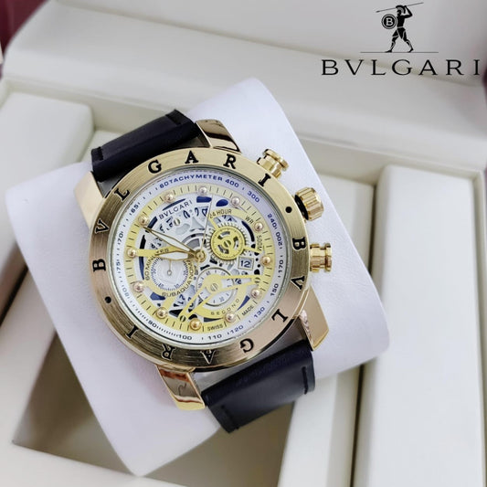 EXCLUSIVE BVLGARI LEATHER STRAP WATCH FOR MEN MILITARY DESIGN | BVLGARI FIGHTER 13324