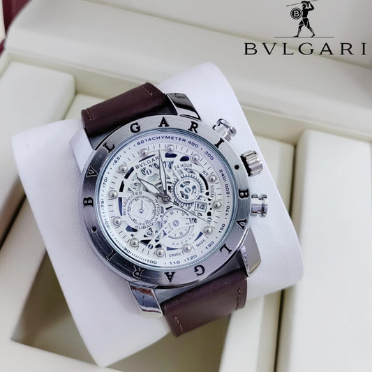 EXCLUSIVE BVLGARI LEATHER STRAP WATCH FOR MEN MILITARY DESIGN | BVLGARI FIGHTER 13325