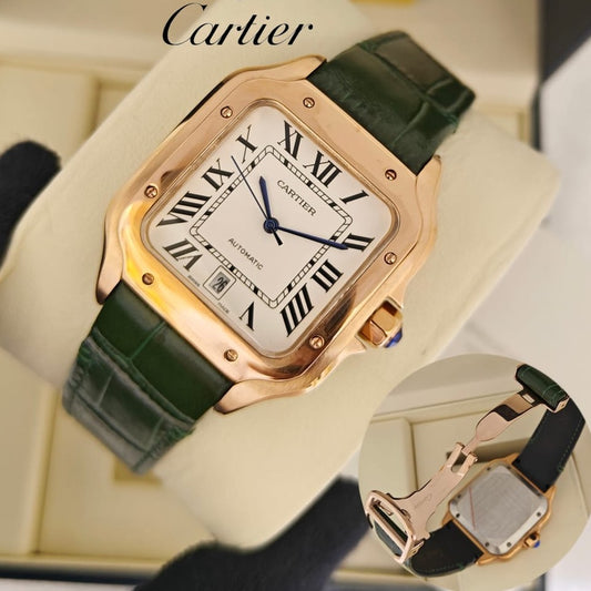 LUXURY CARTIER SANTOS DE VERY EXCLUSIVE LEATHER STRAP SLIM FIT AUTOMATIC SWIP MOVEMENT | CARTIER SANTOS 13355771