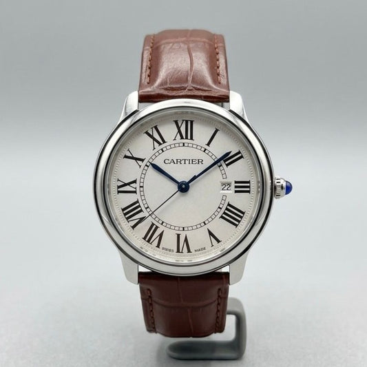 NEW EXCLUSIVE CARTIER WATCH WITH LEATHER STRAP WITH CLASP LOCK VERY IMPRESSIVE NOW ALLOVER IN OMAN || CARTIER LS 1777991