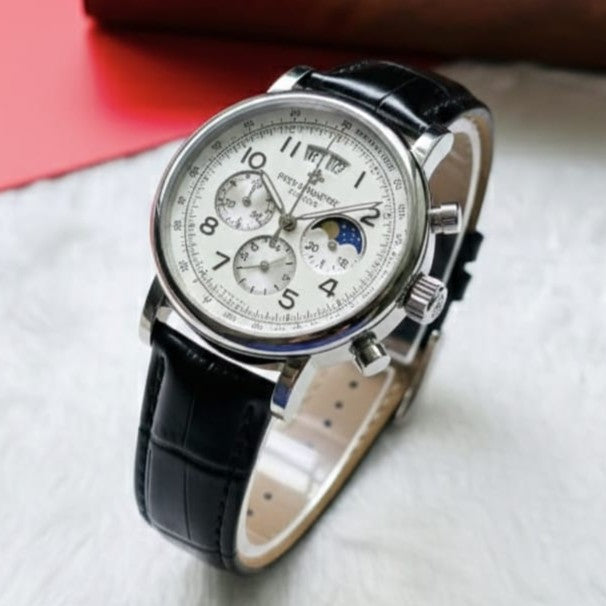 PATEK PHILIPPE WITH CHRNOGRAPH ACTIVE WITH LEATHER STRAP| PATEK LEATHER 155577