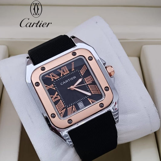CARTIER SANTOS RUBBER STRAP NEW DESIGN HIGH QUALITY MACHINE WATER RESISTANT | CARTIER S 155571
