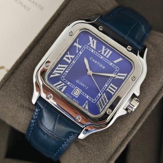 CARTIER MENS WATCH WITH LEATHER STRAP STYLISH LOOK | CARTIER 4437